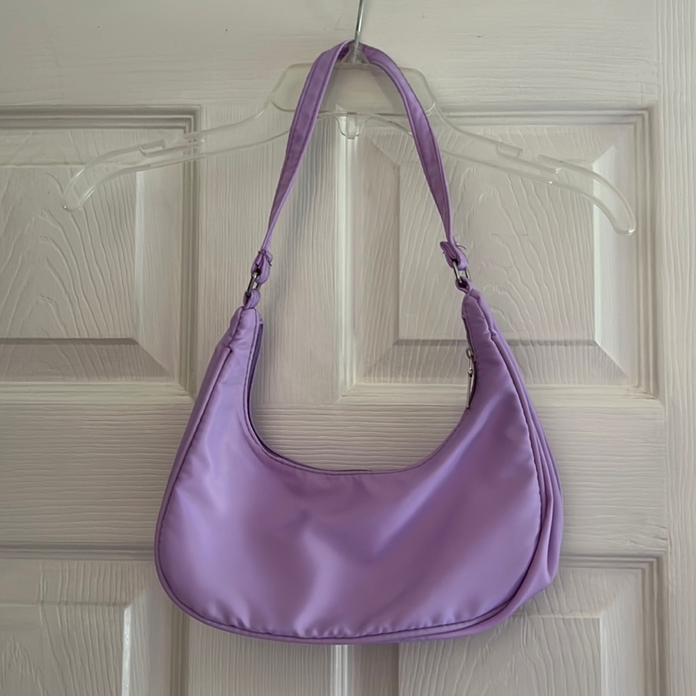 Purple nylon shoulder bag